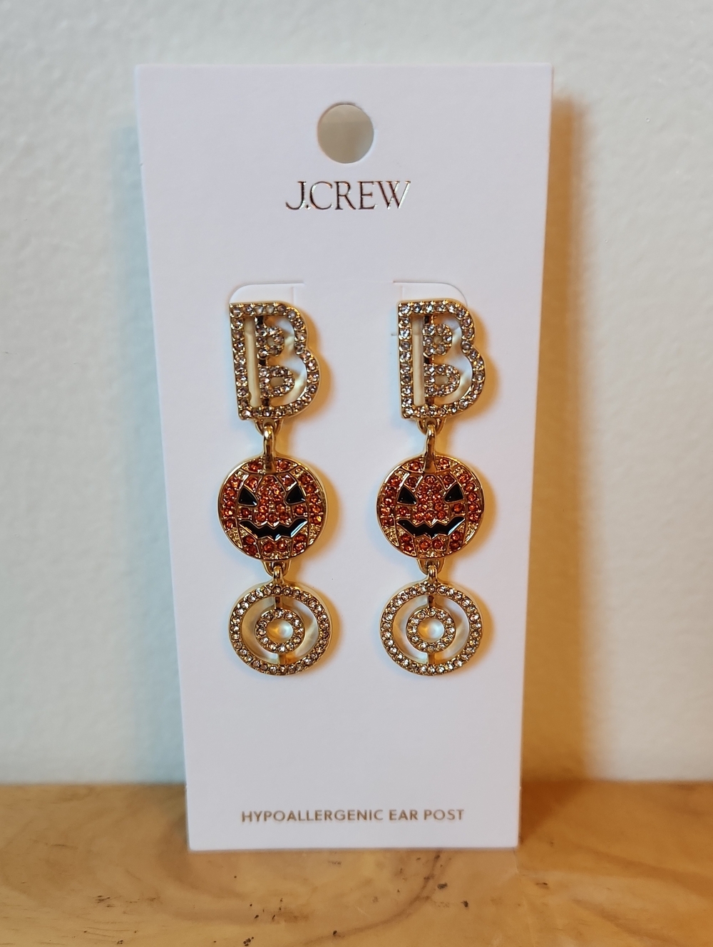 NWT J. Crew "Boo" Halloween Statement Pierced Earrings